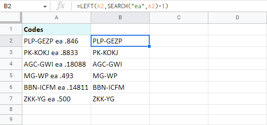 Extract all data before a ceratin text in Google Sheets.