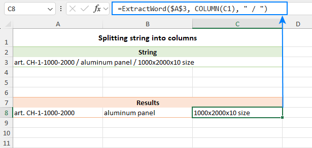 Extract all words from a string into columns.