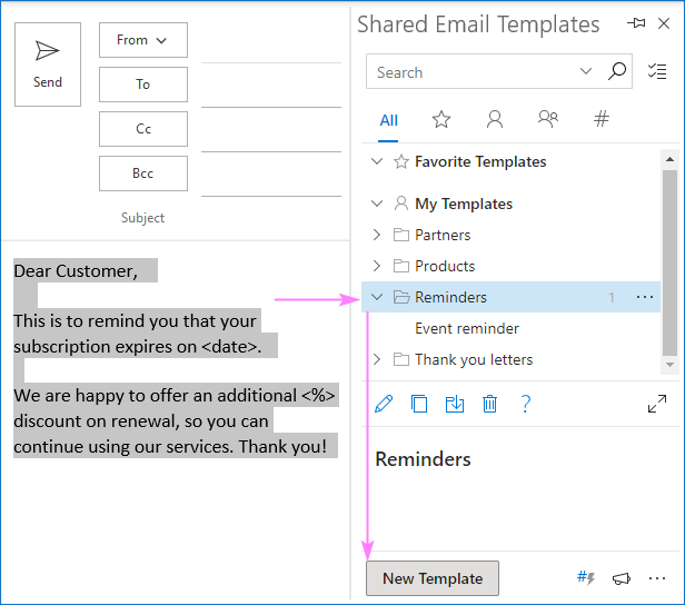 Creating a new email template
