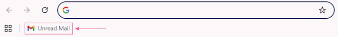 The browser's bookmarks bar with a new bookmark named Unread Mail. The browser's bookmarks bar with a new bookmark named Unread Mail.