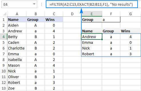 Excel FILTER function dynamic filtering with formulas