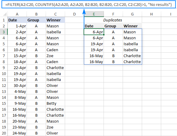 Excel FILTER function - dynamic filtering with formulas