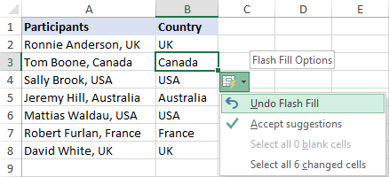 how to flash fill on excel mac