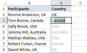 Using Flash Fill in Excel