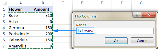 Flip columns in Excel by using a macro.