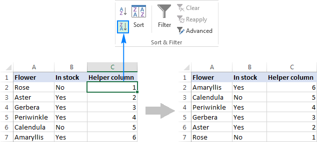 Flipping a table in Excel