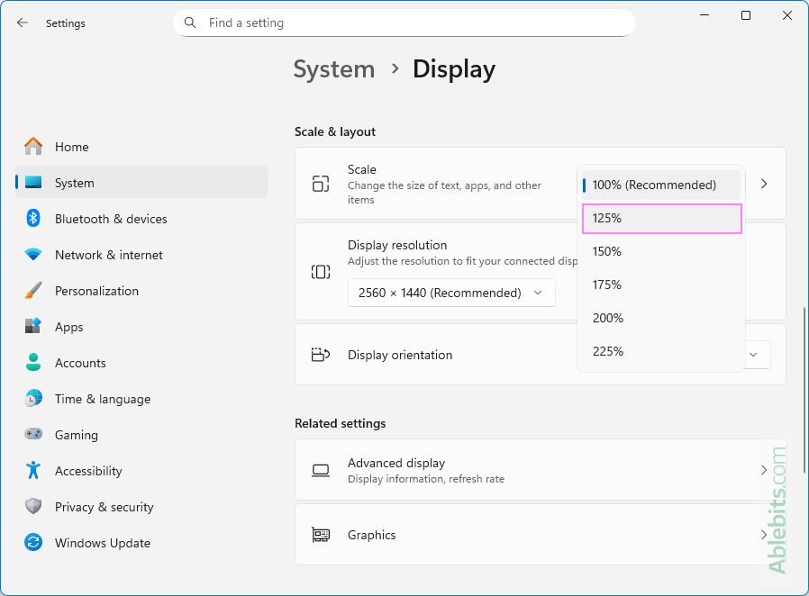 Change scaling of everything on the desktop.