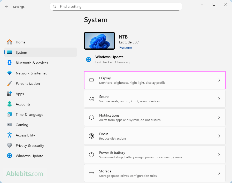 Go to Display settings.