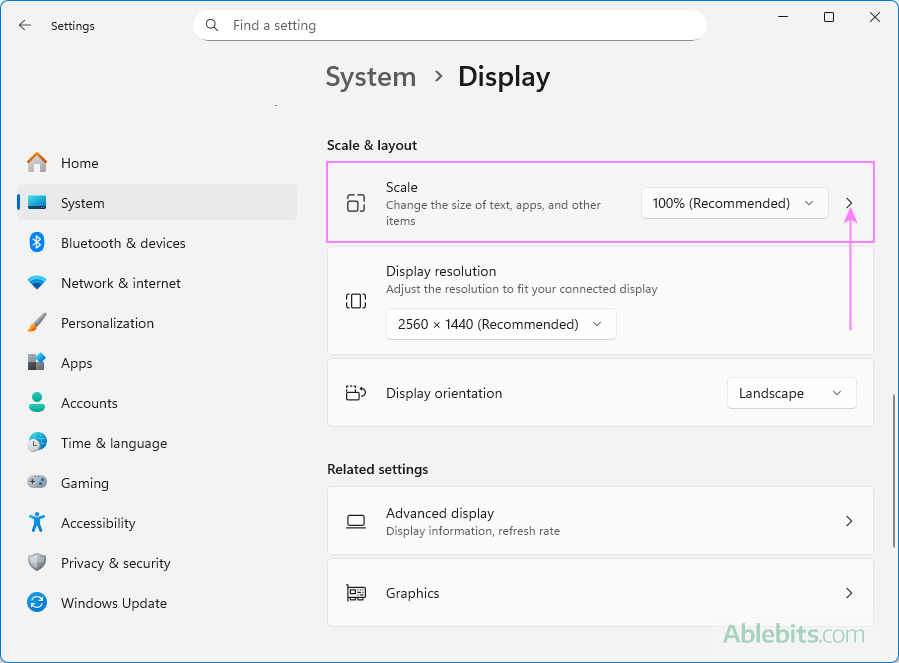 Access more Scaling settings.