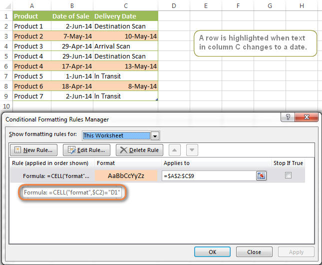 Excel conditional formatting for dates time formulas and rules