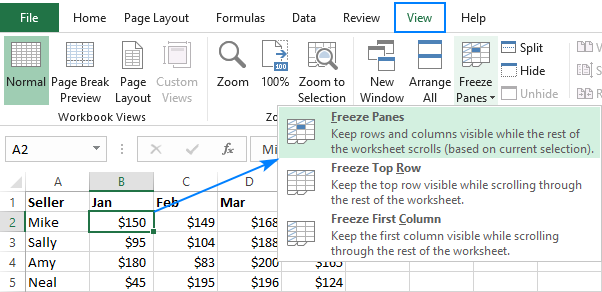 How to freeze rows and columns in Excel