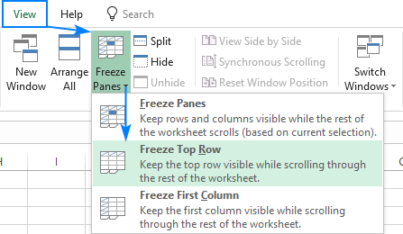 freeze a row in excel