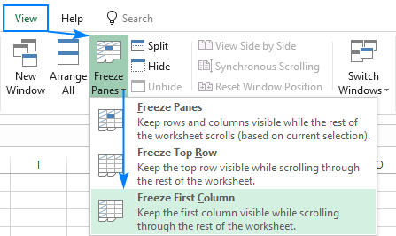 latest version of excel how to freeze column header