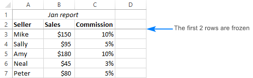 freeze first two rows in excel