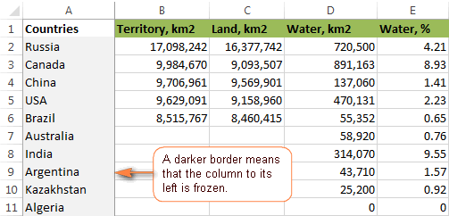 freeze frame in excel 2011