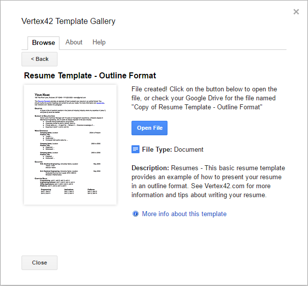 Google Docs resume template