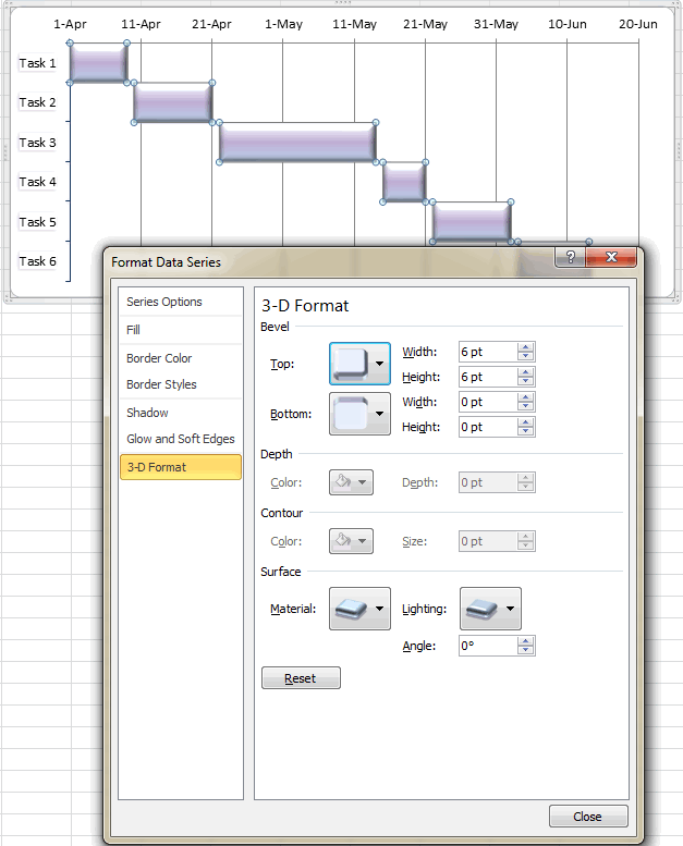 Design your Excel Gant chart in different ways.