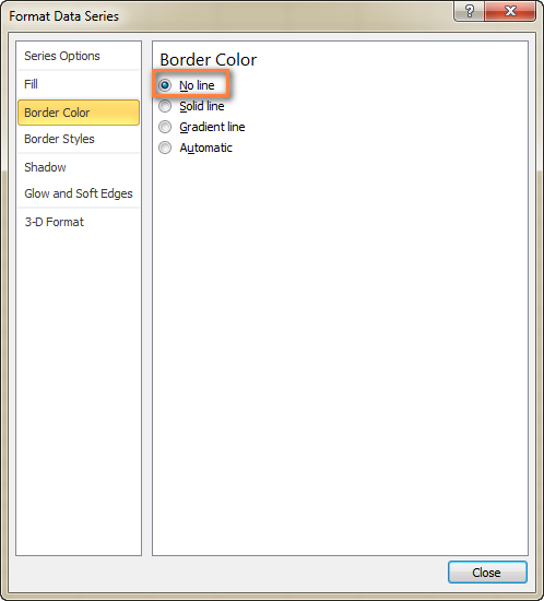 Go to the Border Color tab and select No Line.