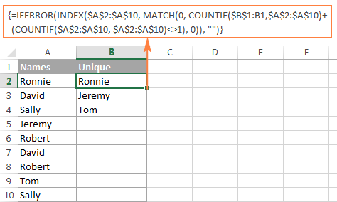 Get a list of unique values in Excel extract unique rows