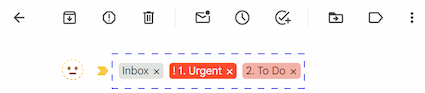 A colored label tag appearing next to the email subject line. A colored label tag appearing next to the email subject line.