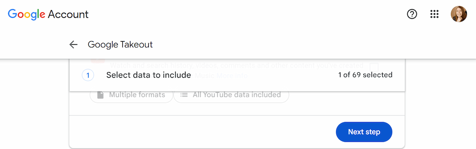 Click Next step to proceed with the export. Click Next step to proceed with the export.