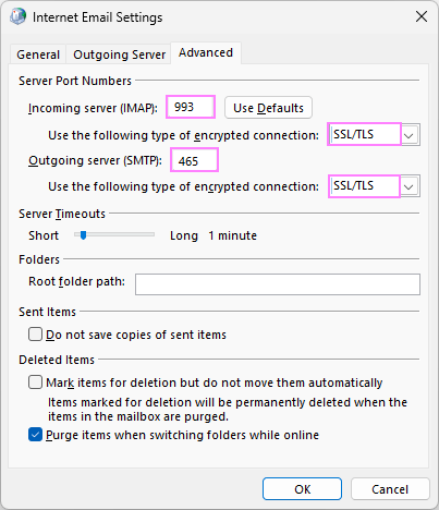 Configure the advanced server settings.