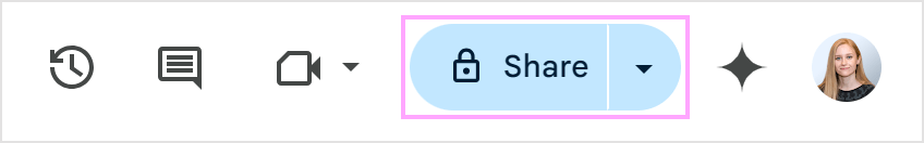 The Share button in Google Docs.