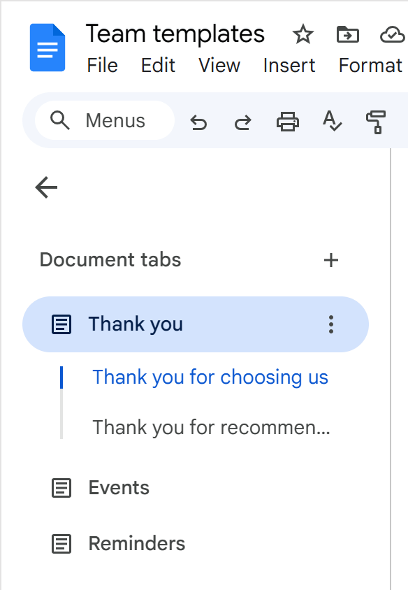 Create templates in Google Docs.