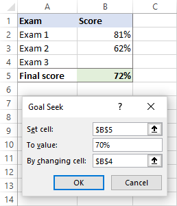 Do Goal Seek to determine the minimum score on exam 3.