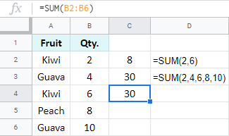 Add up range in Google Sheets.