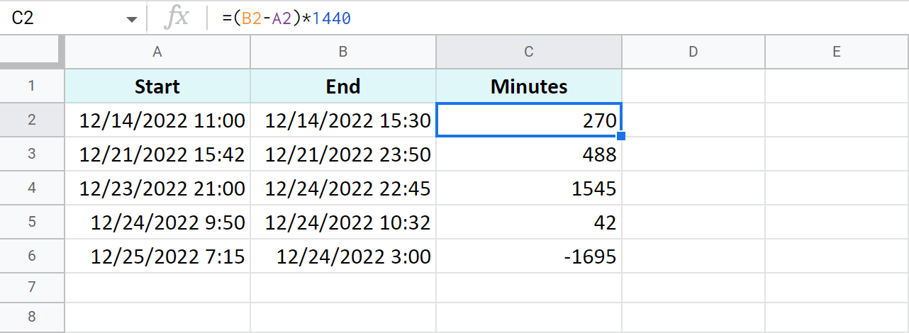 Calculating time in Google Sheets