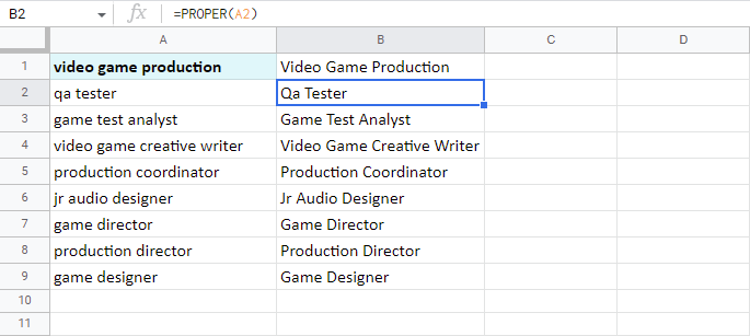 Change text case in Google Sheets