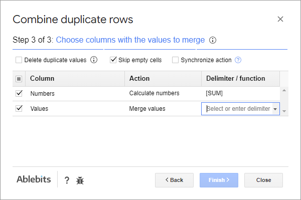 Merge uniques and add subtotals in Google Sheets