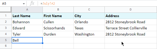Copy cell references to other columns.