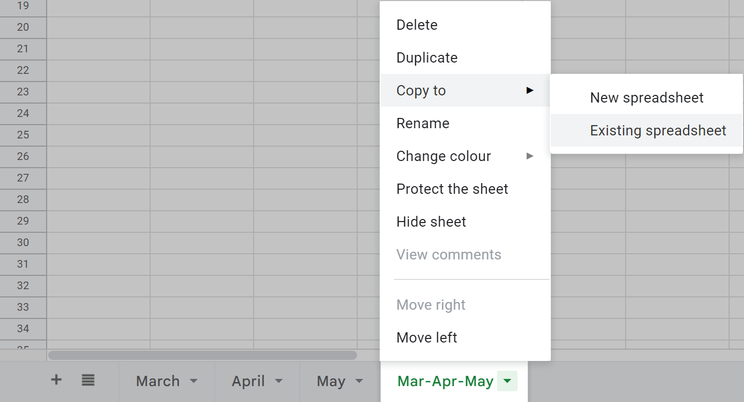Copy the tab into an existing spreadsheet or a new spreadsheet.