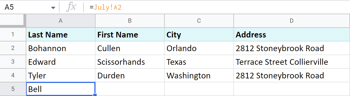 Enter your first cell reference below the table.