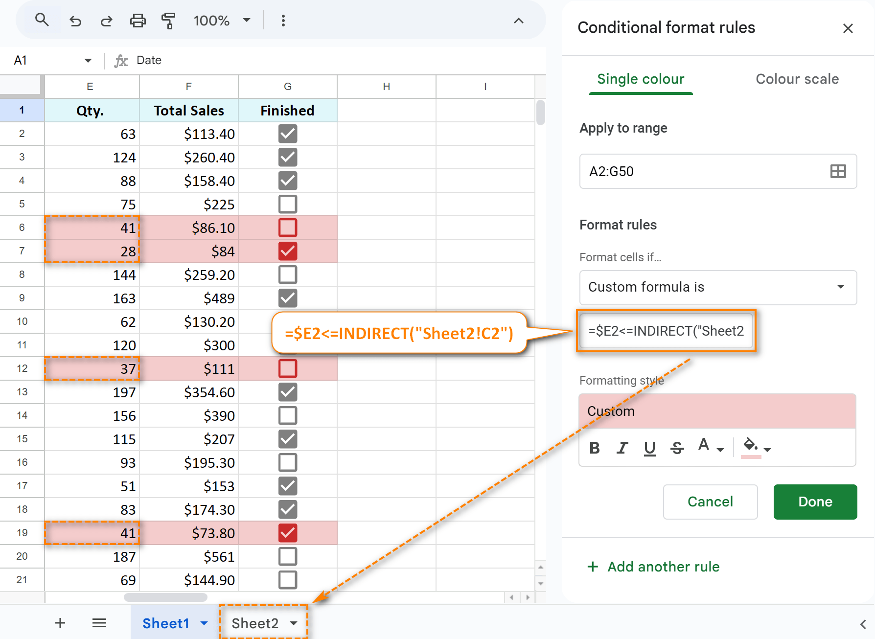 Use the INDIRECT function to refer to cells in another sheet.