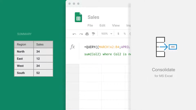 Die QUERY-Funktion und Consolidate for MS Excel.