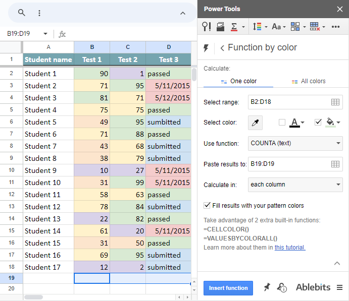 Excel Formula To Add Cells By Color