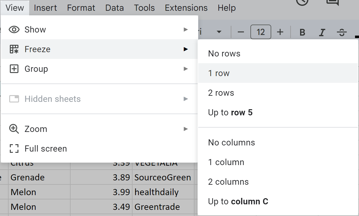 Lock rows in Google Sheets.