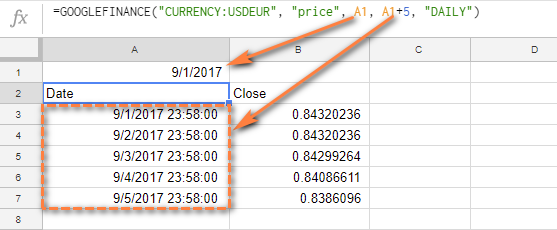 Google Sheets currency.