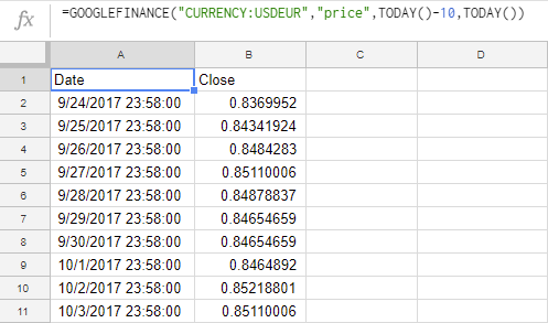 currency conversion in google sheets