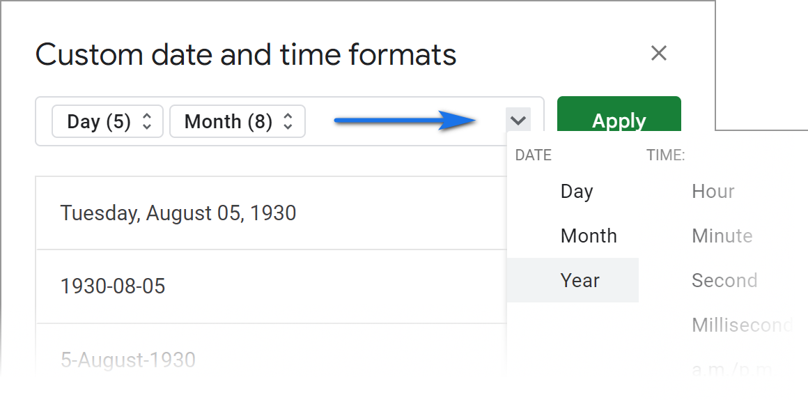 Add as many units to your custom date format as you need.