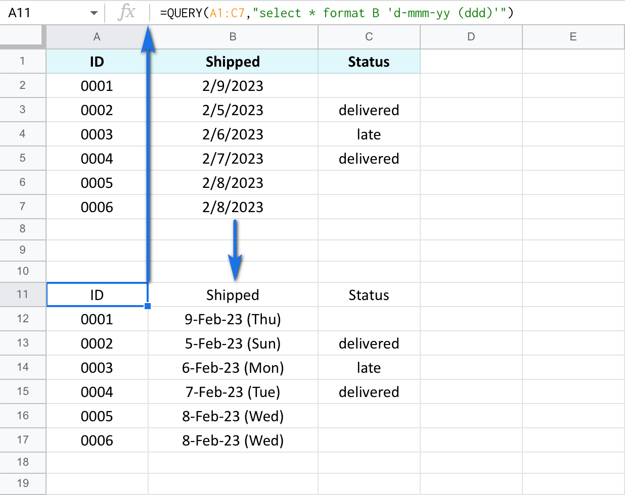 google sheets change date format