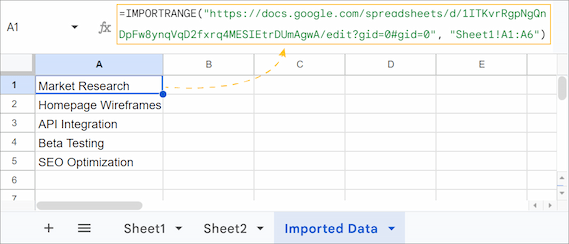 Using IMPORTRANGE to pull dropdown options.