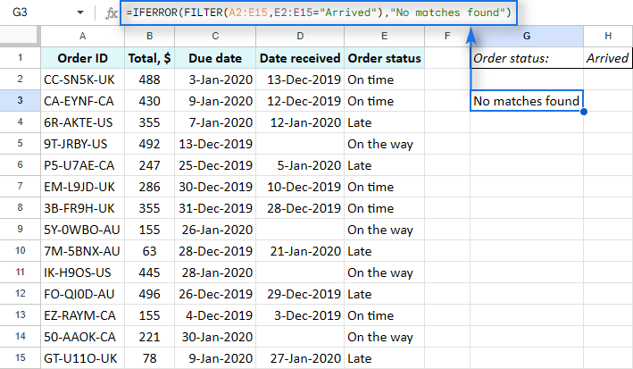 How to use Google Sheets FILTER function