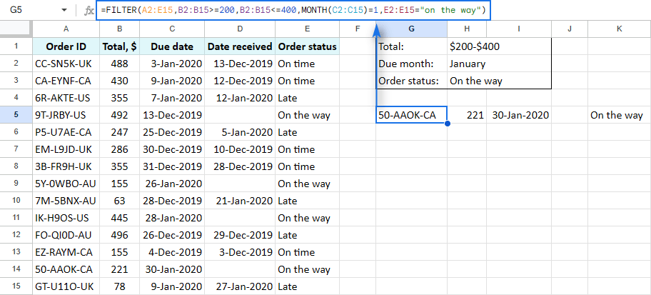 Filtering based on multiple columns.