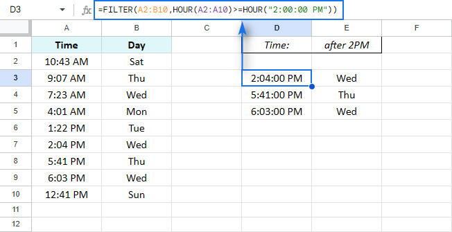 How to use Google Sheets FILTER function