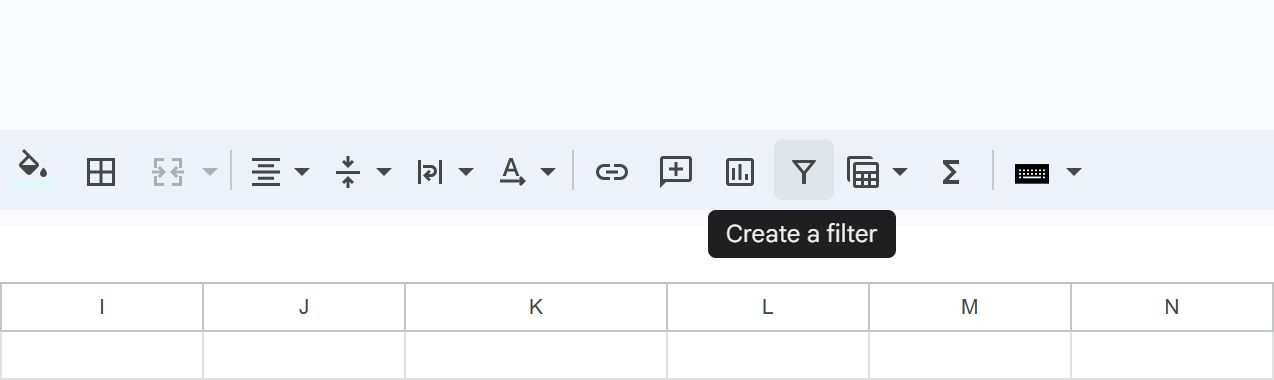 Filter icon in the Google Sheets toolbar.