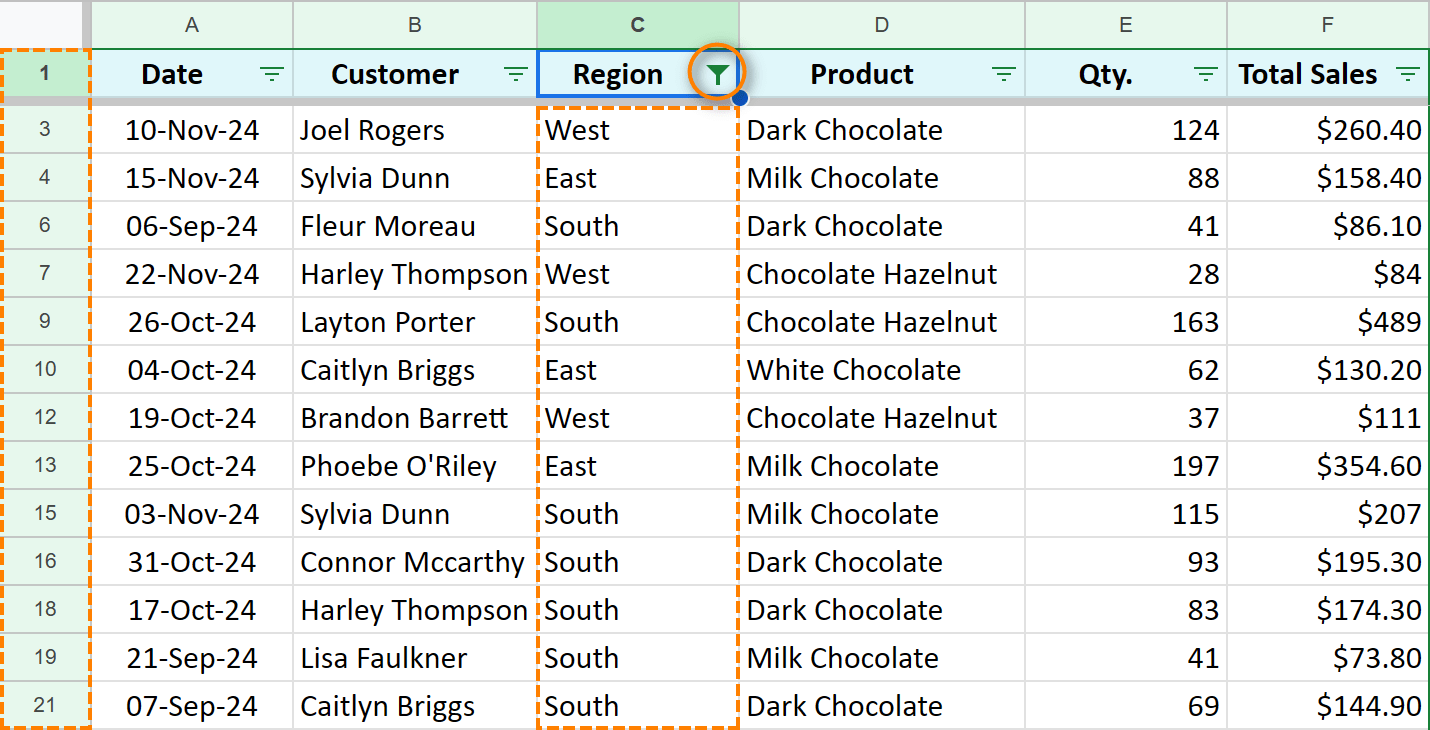 Hide blanks and show only rows with data.